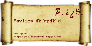 Pavlics Árpád névjegykártya
