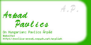 arpad pavlics business card